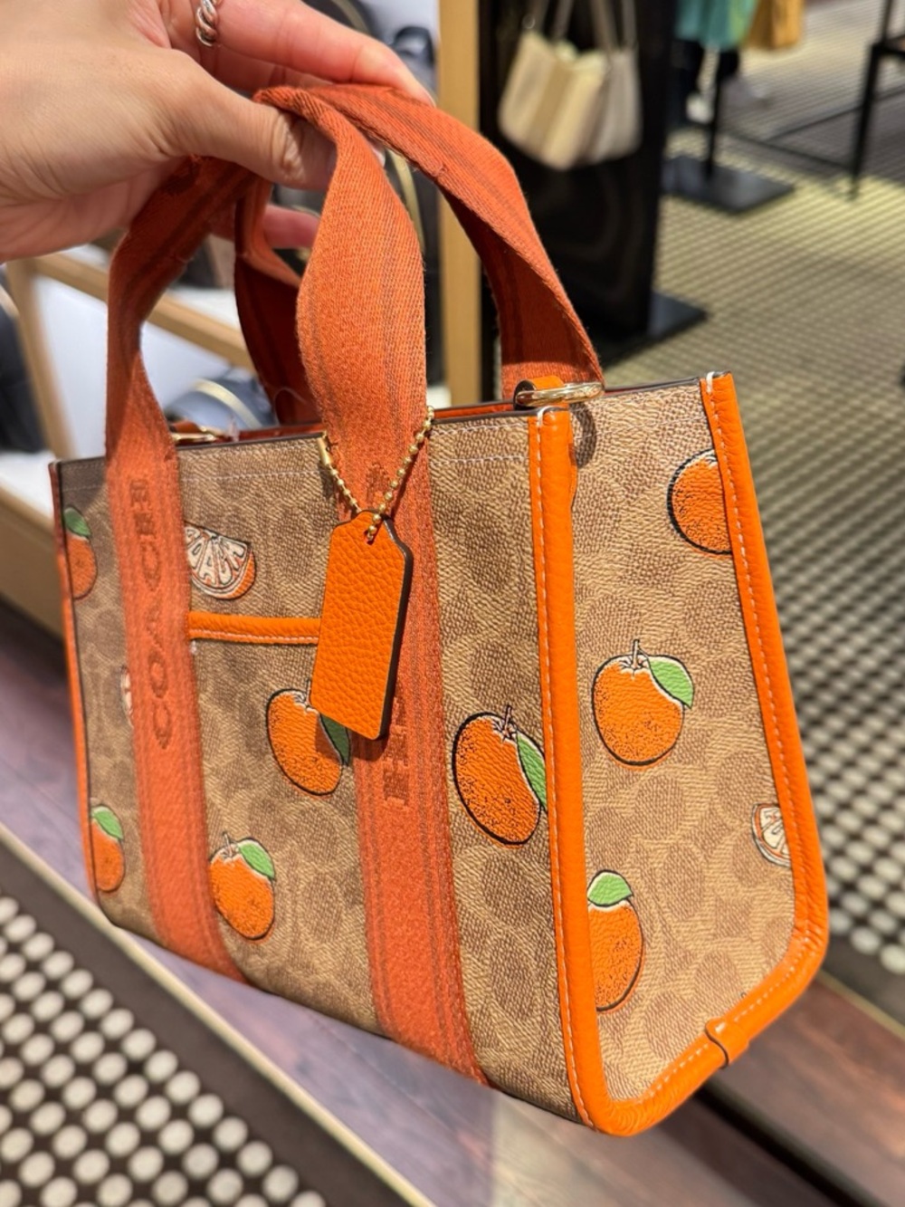 Coach Smith Tote Bag 24 In Signature Canvas With Orange Print NWT - Picture 3 of 6